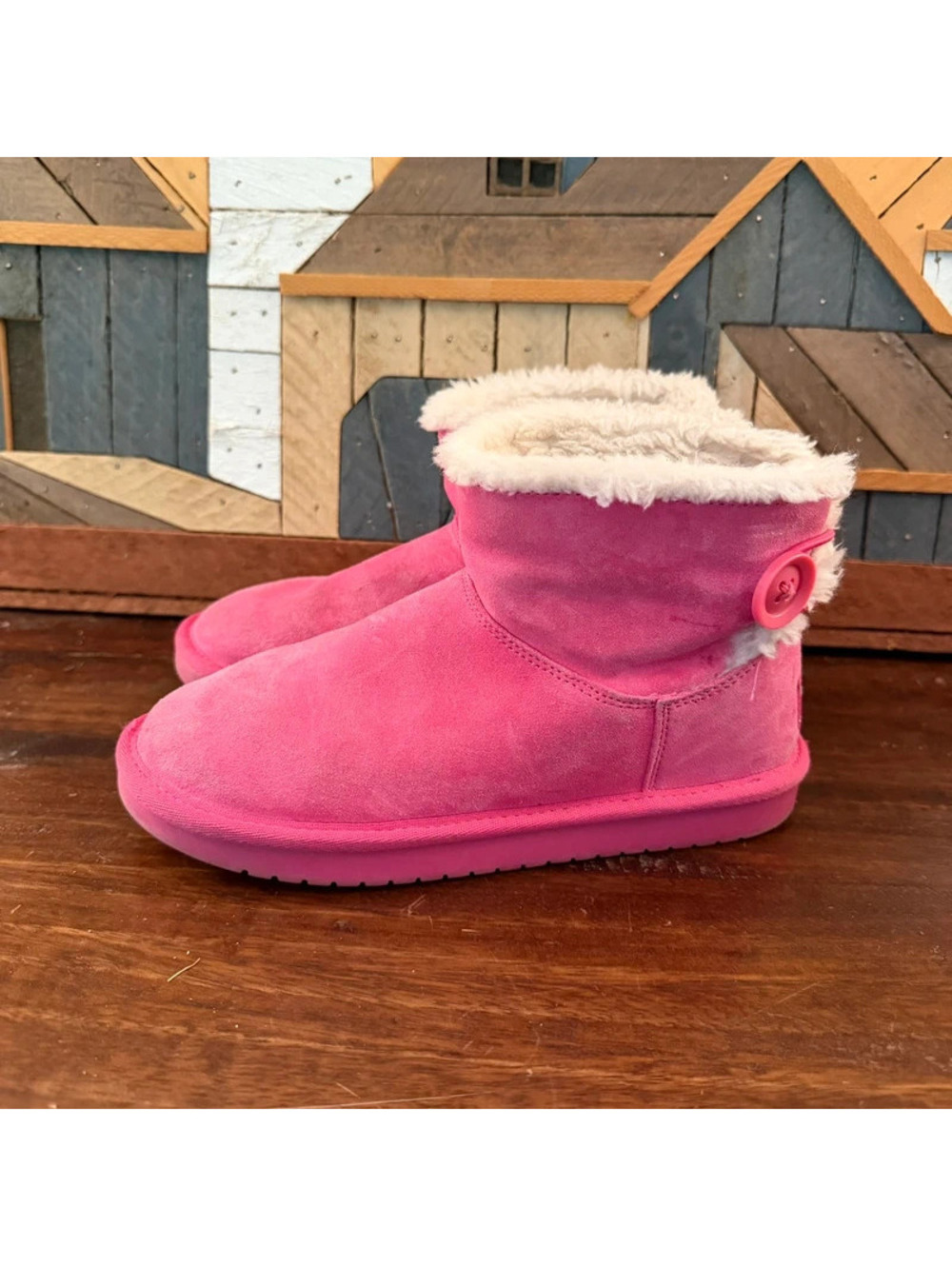 Koolaburra by UGG Nalie Mini Pink Suede Faux Fur Kids Boots 1148093K Size 3